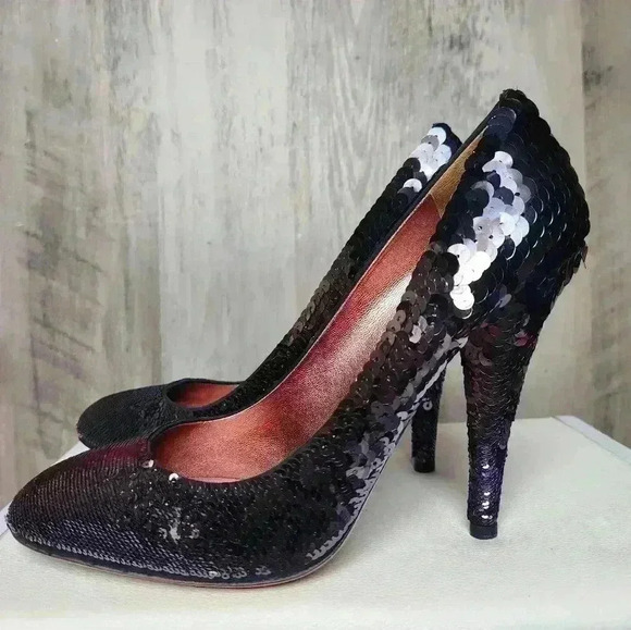 Miu Miu Purple Sequin High Heels Round  Toe Paillettes Pump Size 9.5 AUTHENTIC - Picture 2 of 16